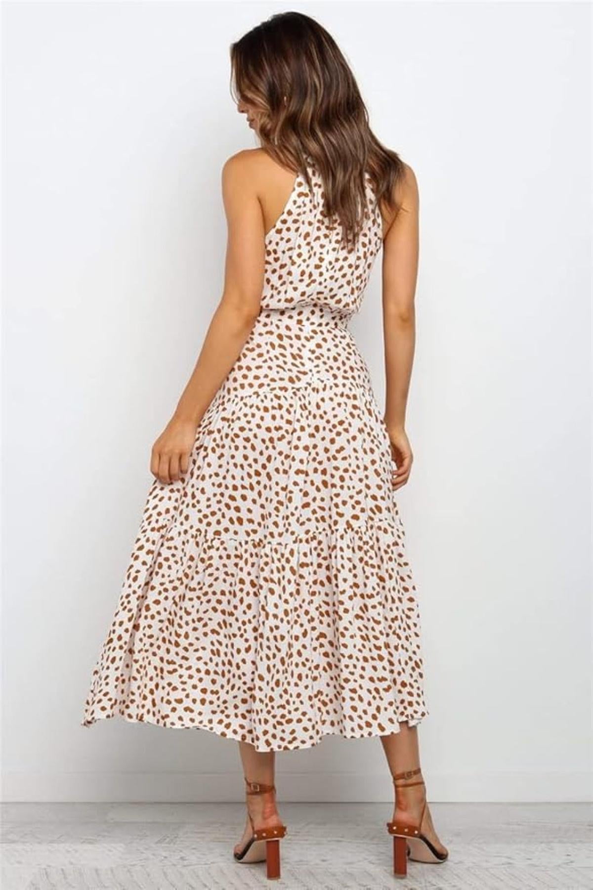 Camille | Robe Midi à Pois Tendance Été Élégant