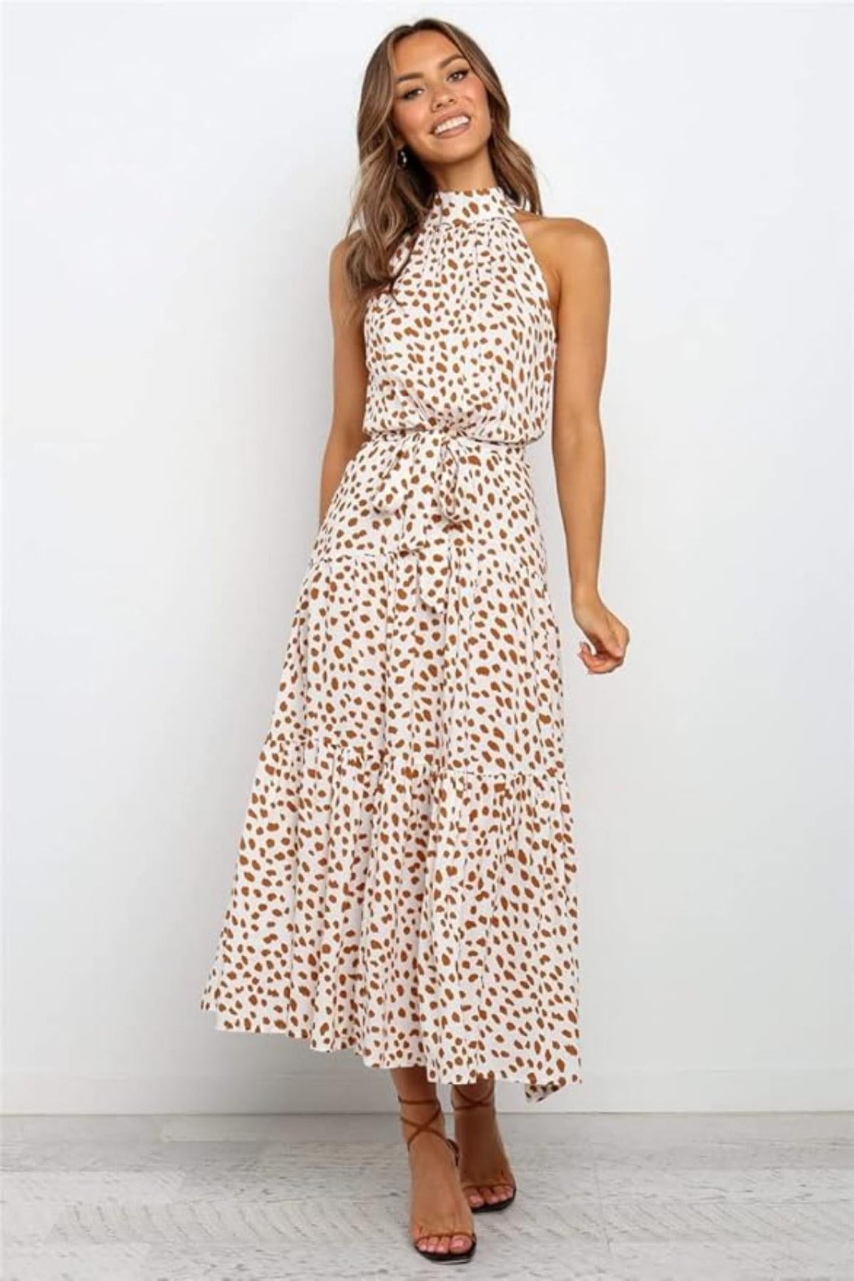 Camille | Robe Midi à Pois Tendance Été Élégant