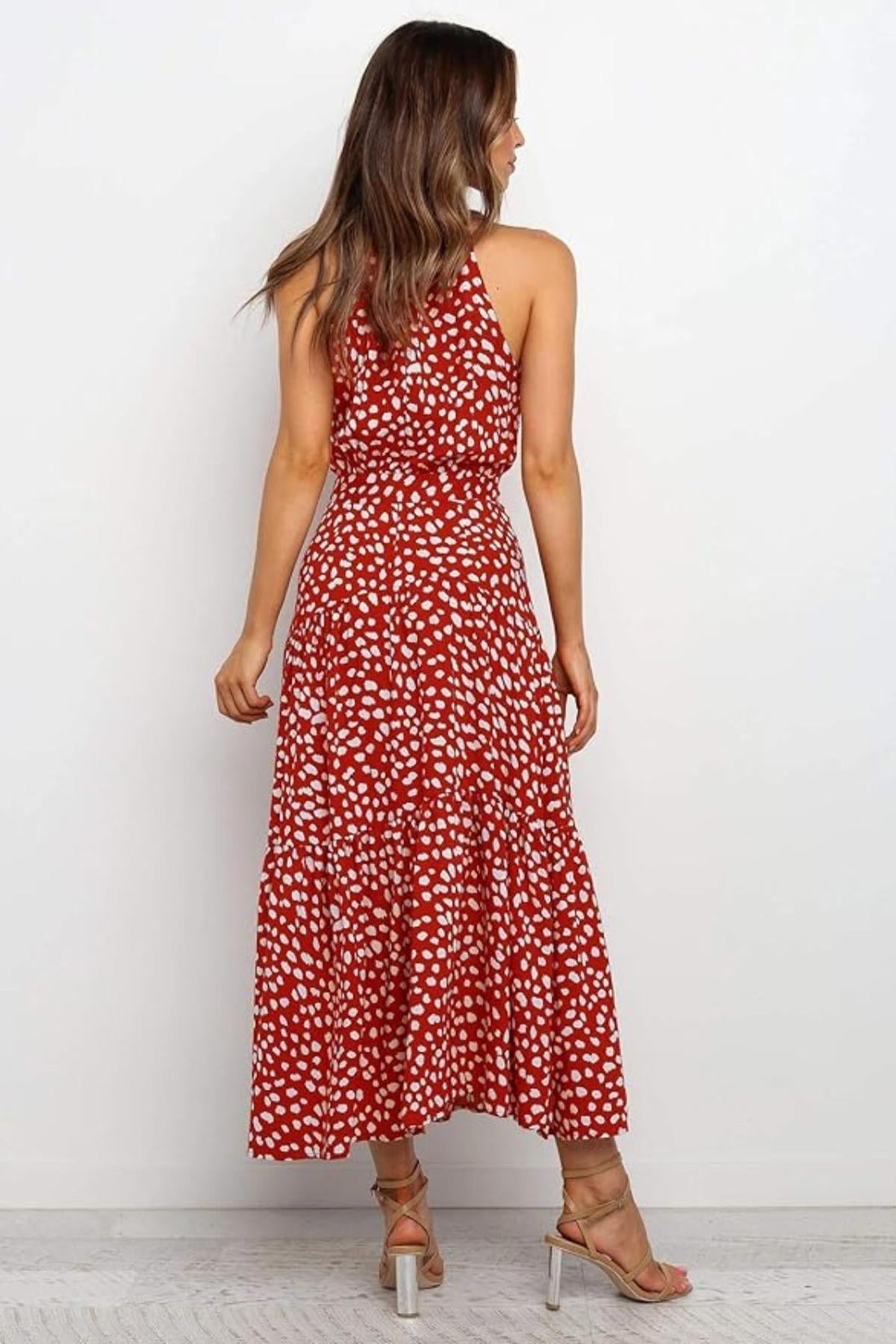 Camille | Robe Midi à Pois Tendance Été Élégant