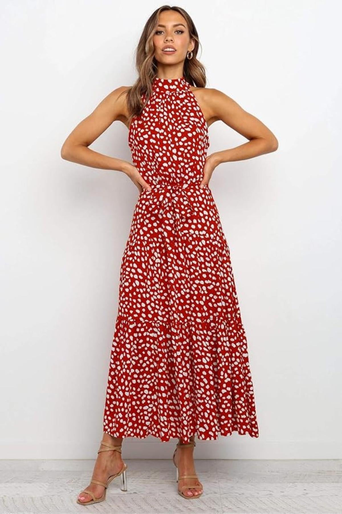 Camille | Robe Midi à Pois Tendance Été Élégant