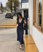 Camille | Robe Midi à Pois Légère Tendance Été Élégant