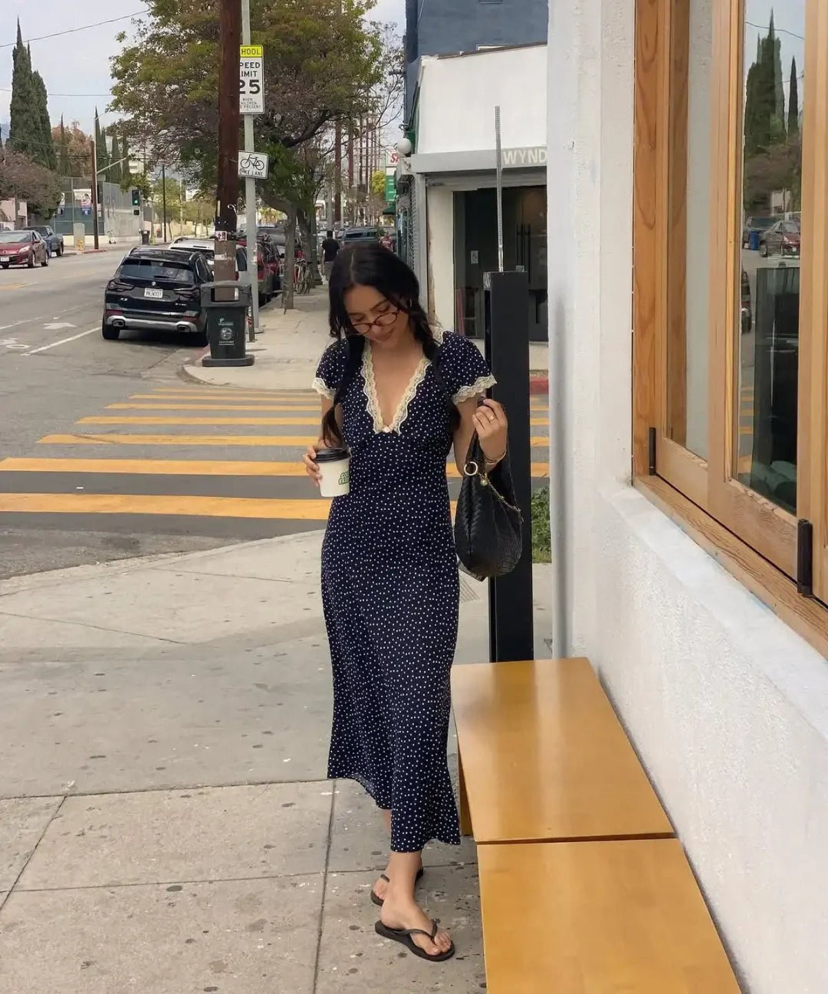 Camille | Robe Midi à Pois Légère Tendance Été Élégant