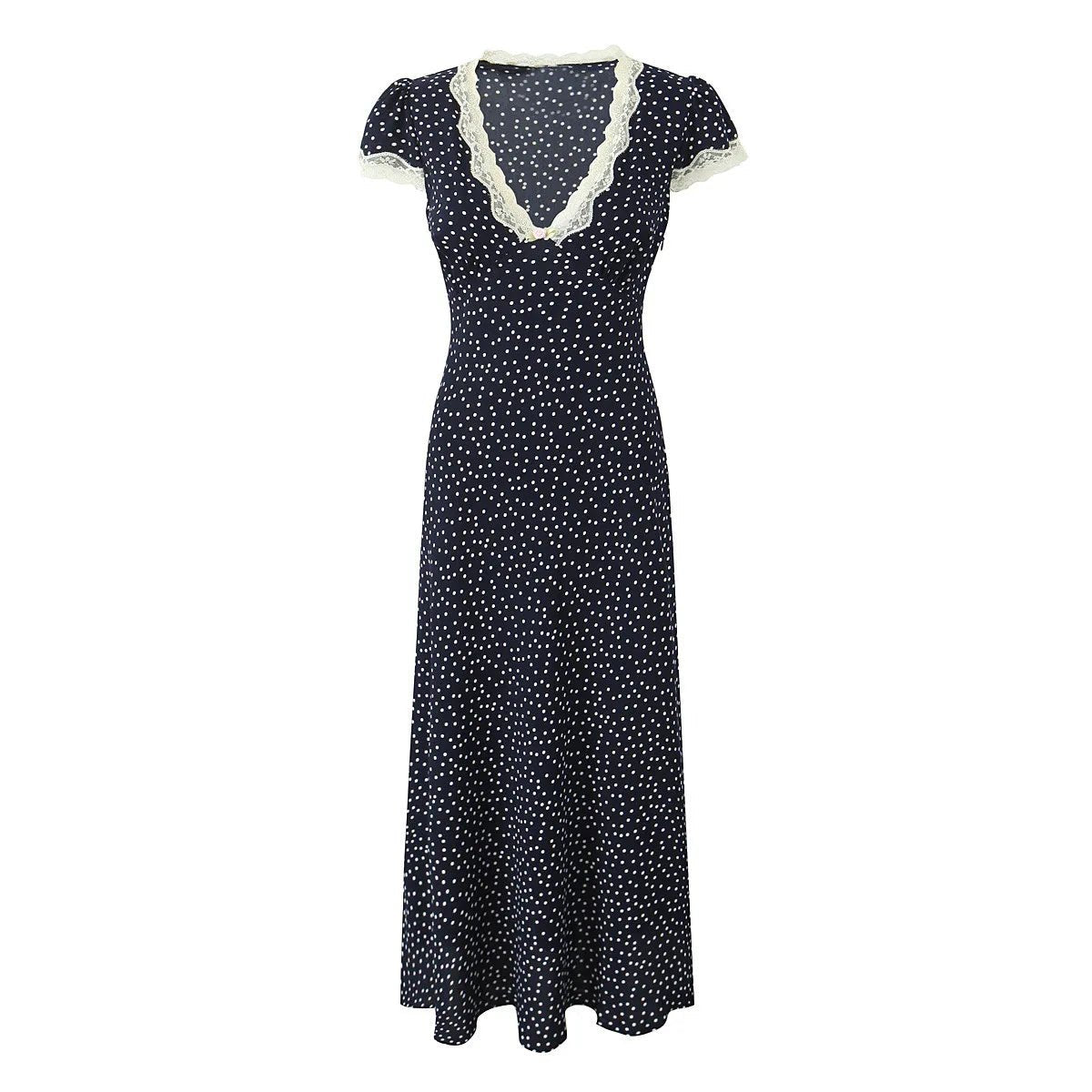 Camille | Robe Midi à Pois Légère Tendance Été Élégant
