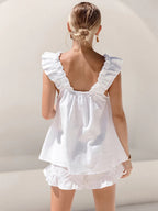 Ensemble de Shorts en Lin Tendance avec Volants