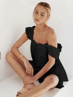 Ensemble de Shorts en Lin Tendance avec Volants