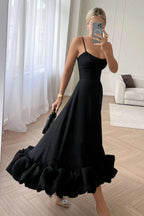 Emma | Robe de Soirée Midi Volants Tendance Élégante