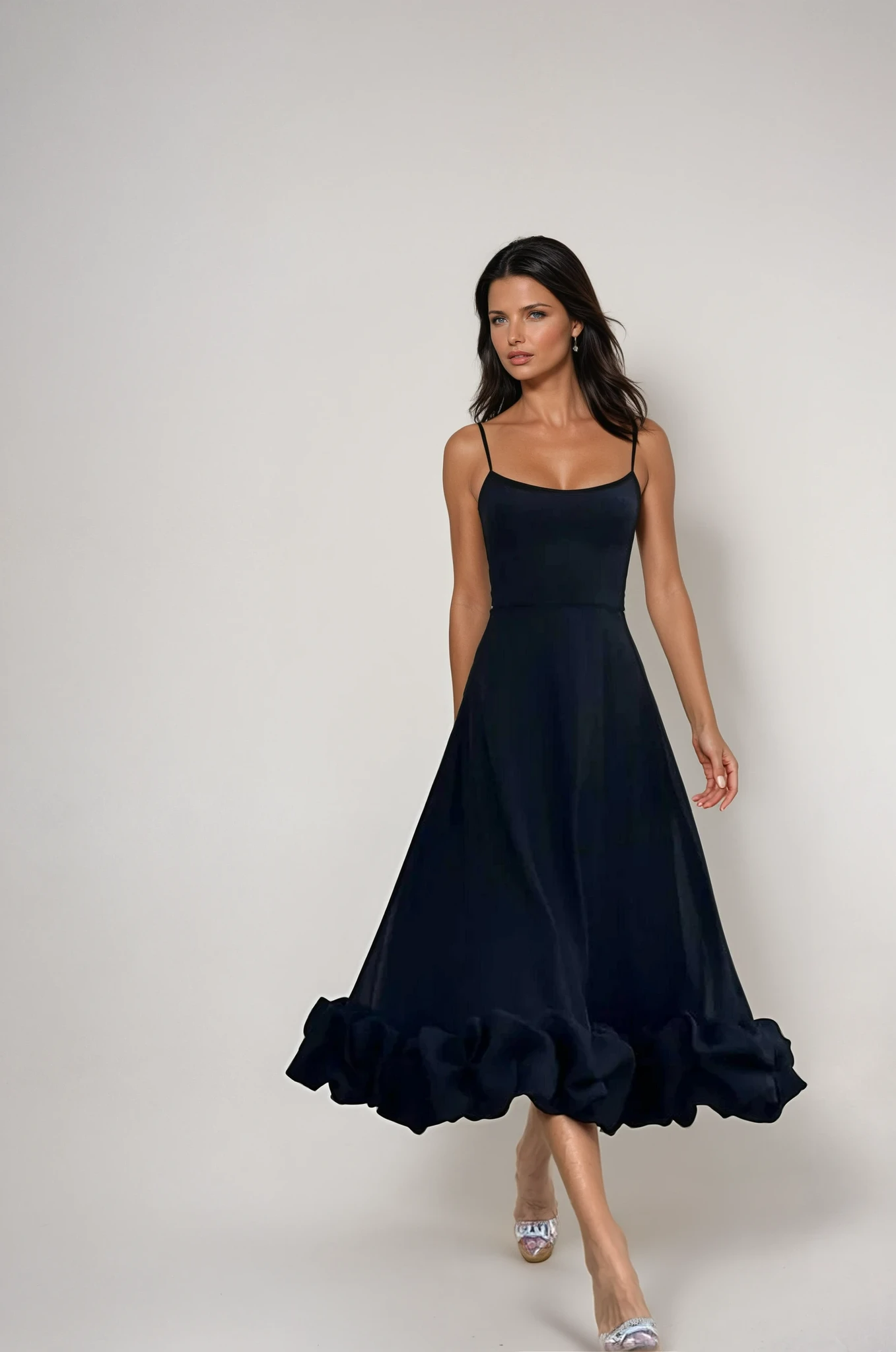 Emma | Robe de Soirée Midi Volants Tendance Élégante