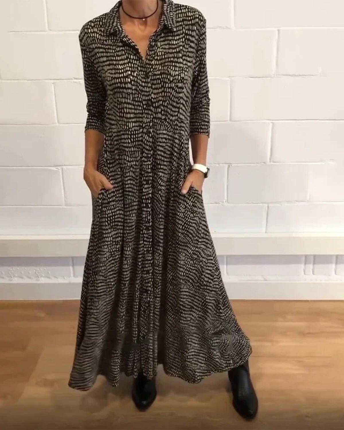 Camille | Robe Longue Décontractée Décolleté V Tendance Élegant