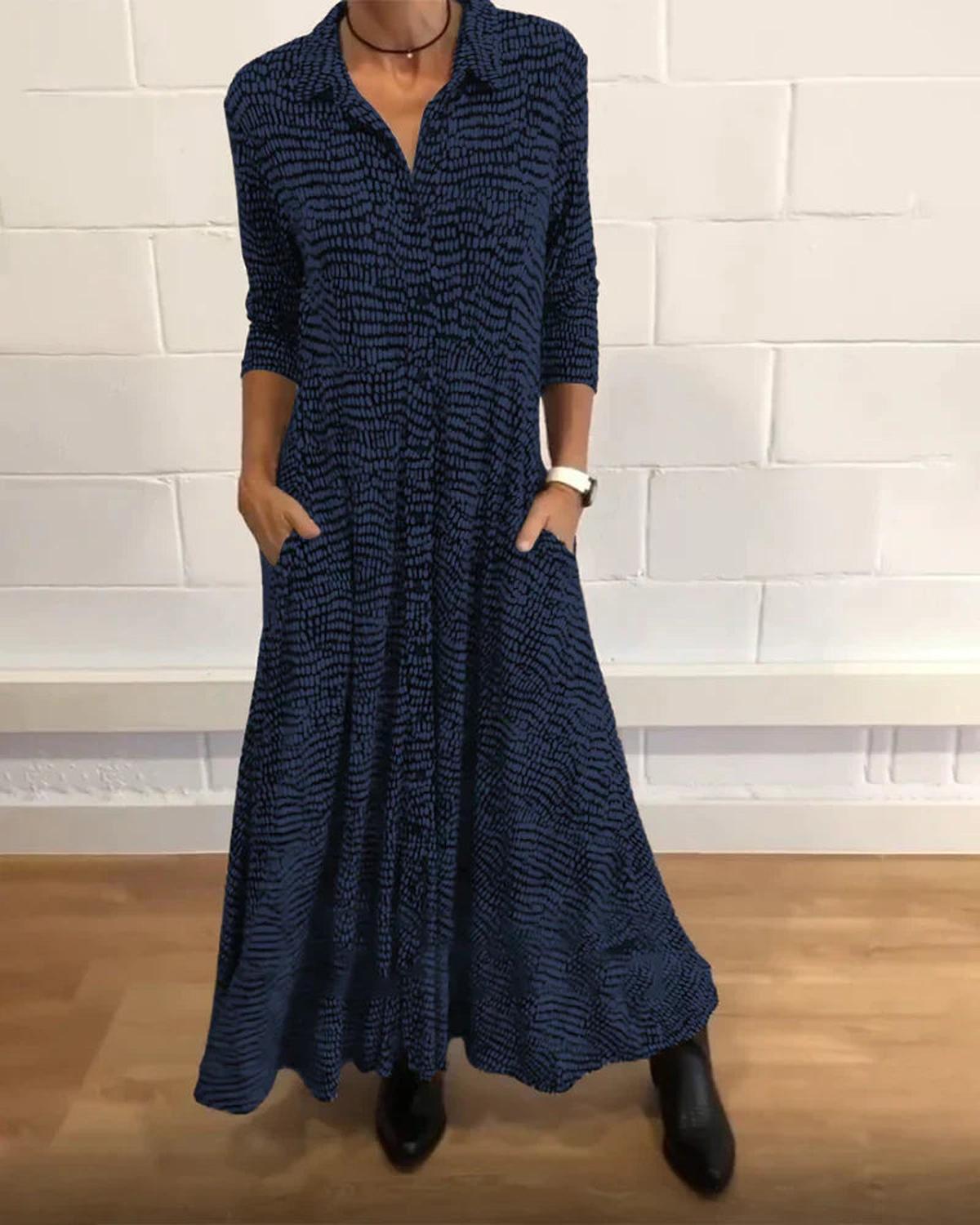 Camille | Robe Longue Décontractée Décolleté V Tendance Élegant