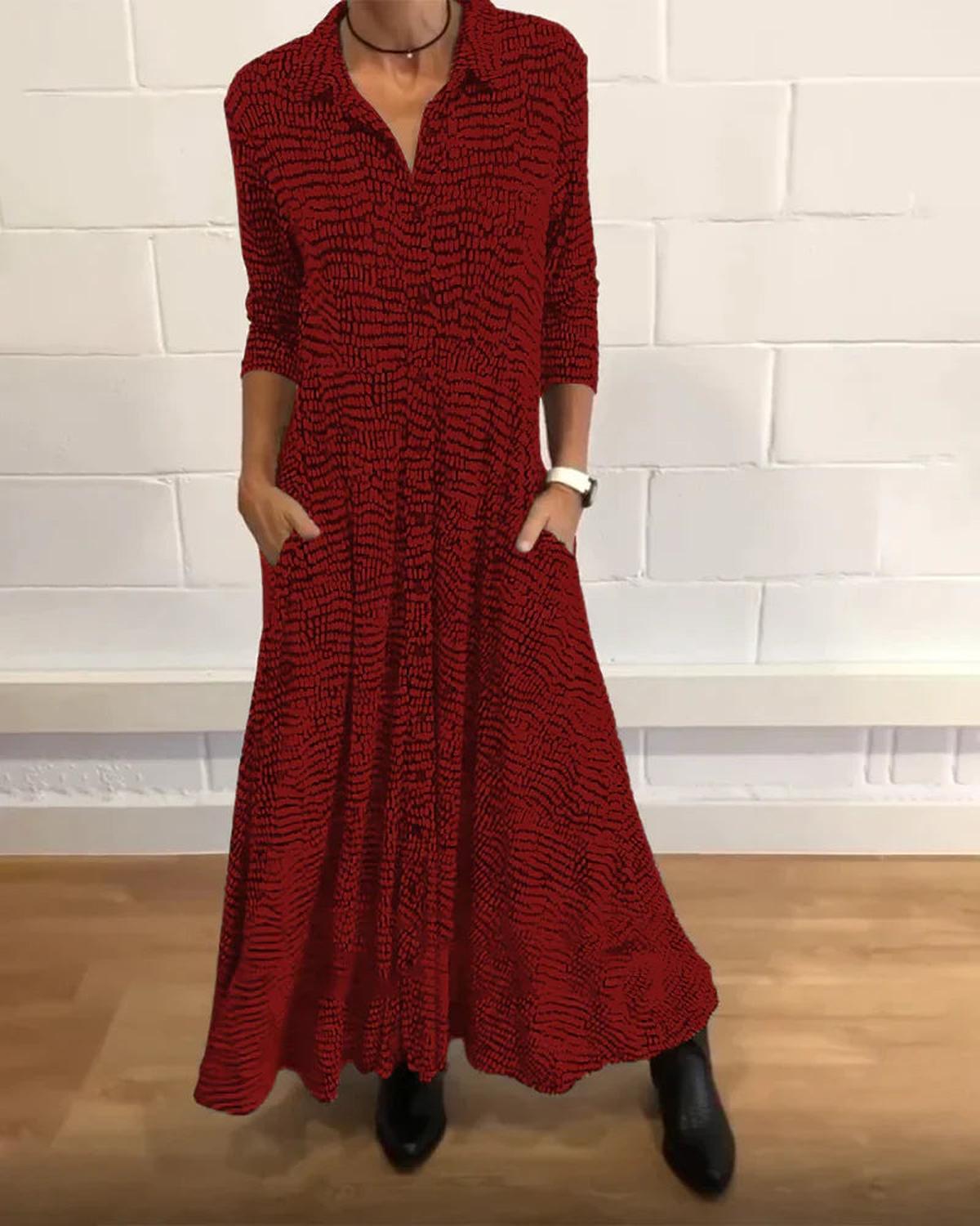 Camille | Robe Longue Décontractée Décolleté V Tendance Élegant