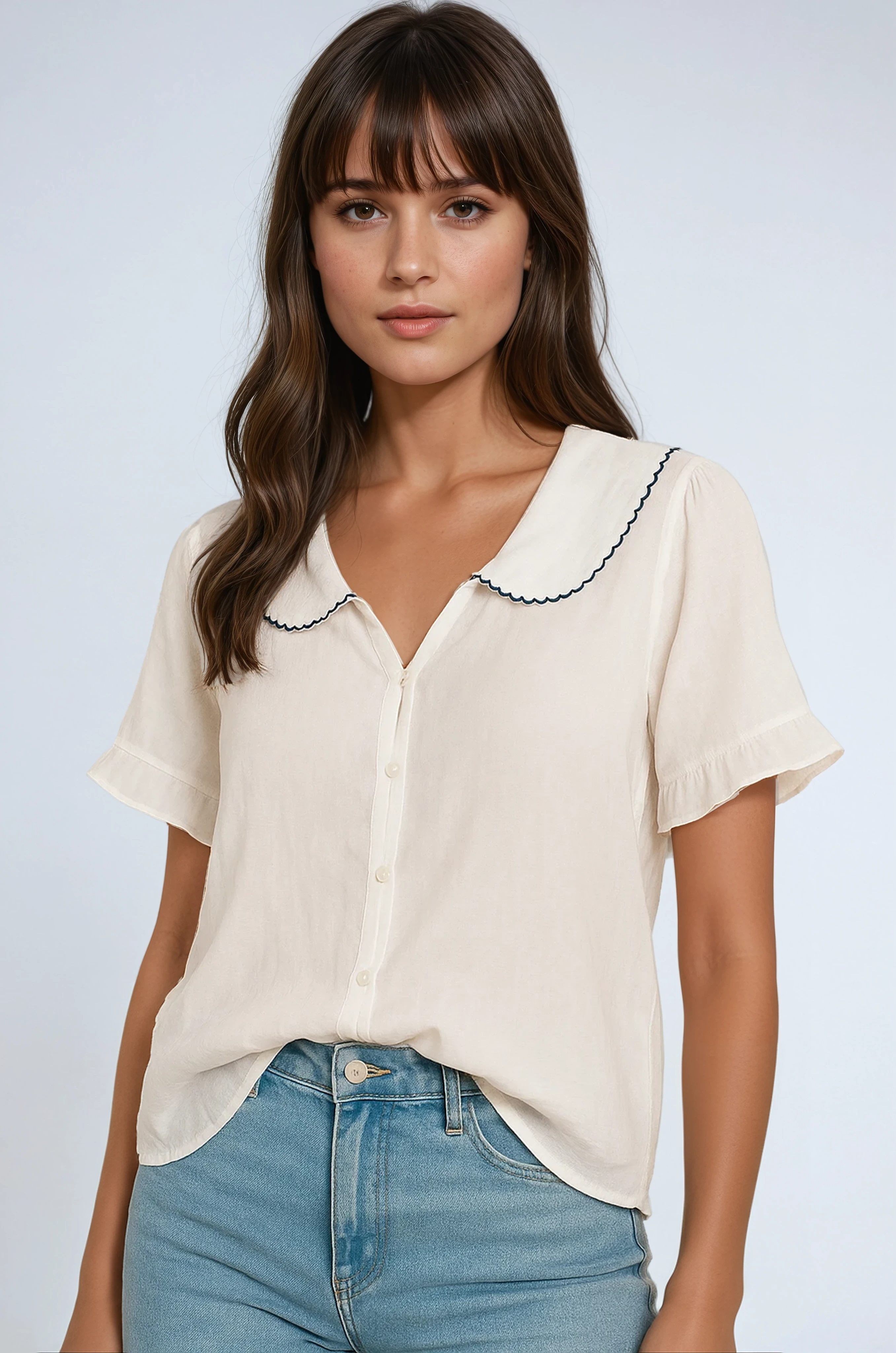 Camille | Chemisier Vintage avec Col Tendance Élégant
