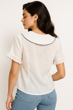 Camille | Chemisier Vintage avec Col Tendance Élégant