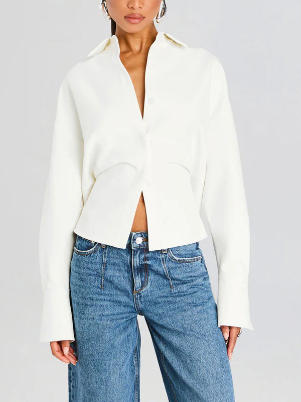 Emma | Chemise Boutonnée Drapée Tendance Éclatante