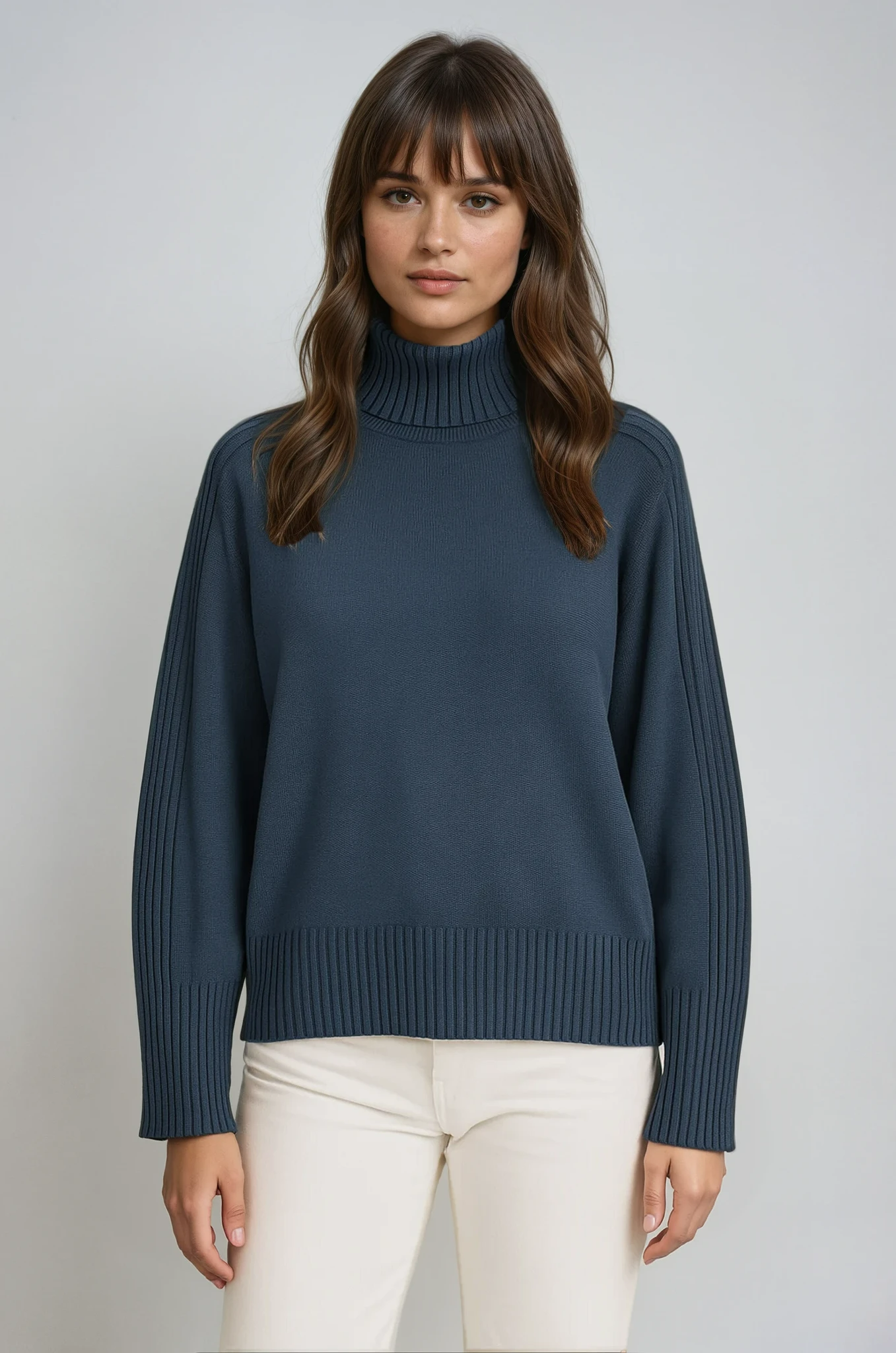Camille | Pull Côtelé Col Montant Tendance Printanier
