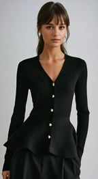 Camille | Haut Peplum Côtelé Tendance Élégant