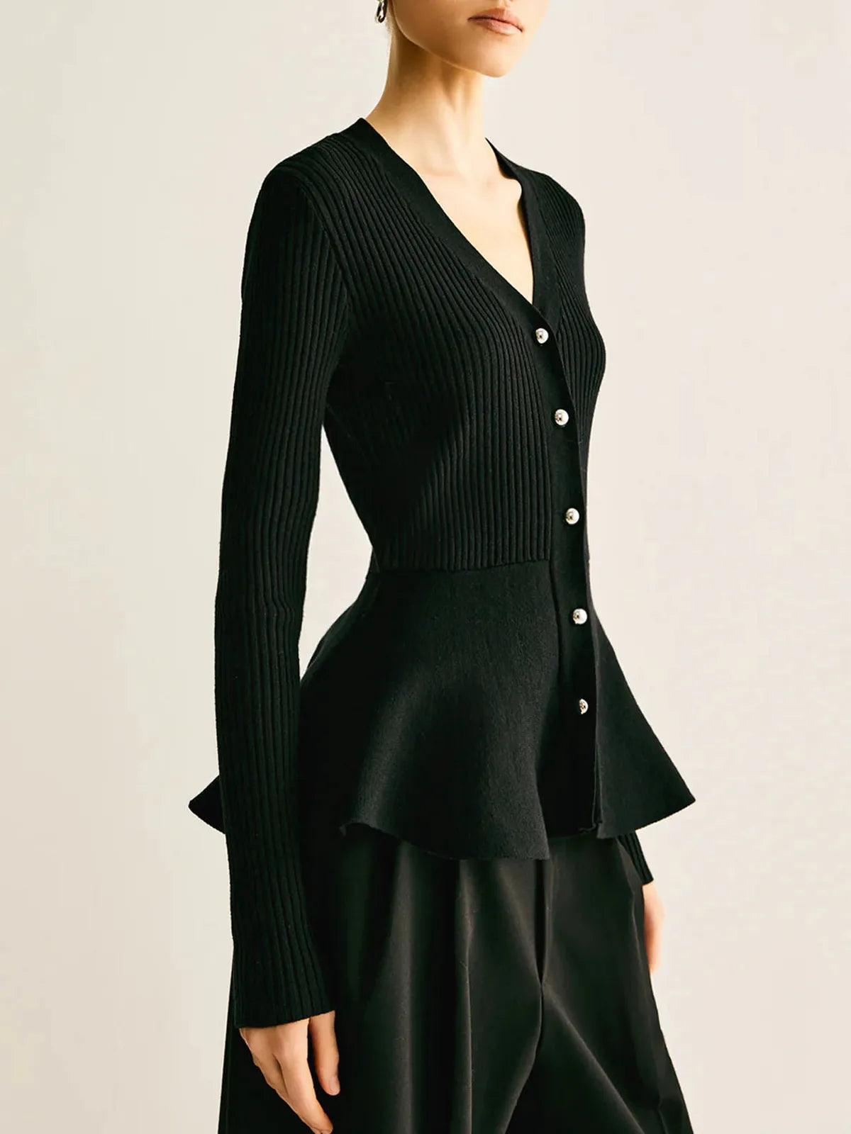 Camille | Haut Peplum Côtelé Tendance Élégant
