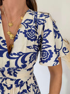 Robe courte blanche et marine - Alix