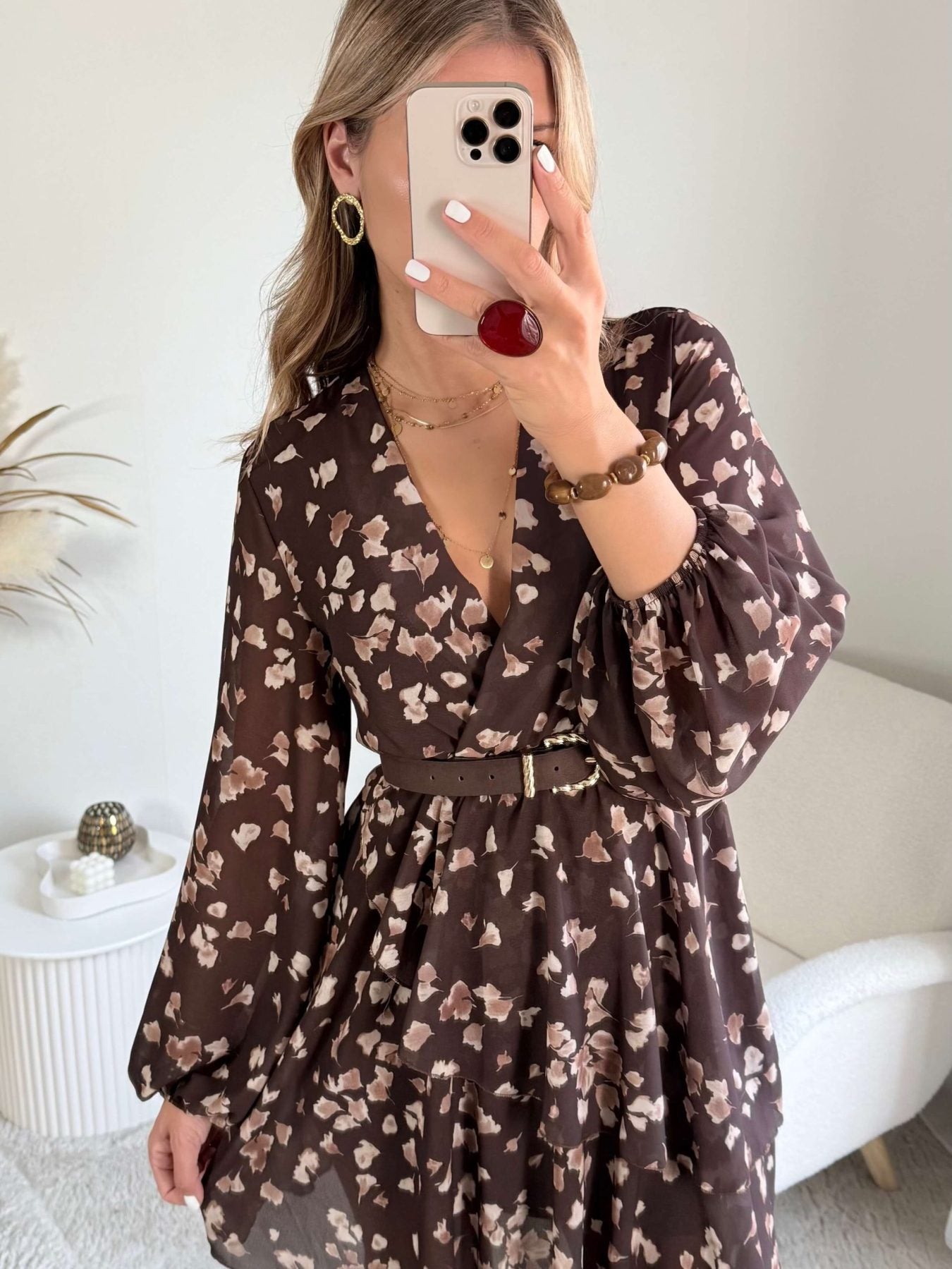 Robe fleurie chocolat - Cassie