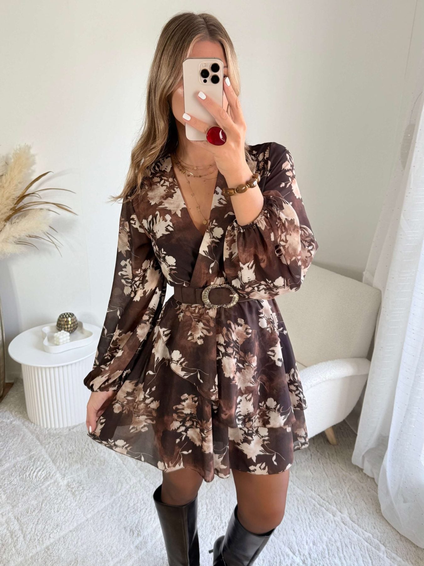 Robe fleurie marron - Cassie