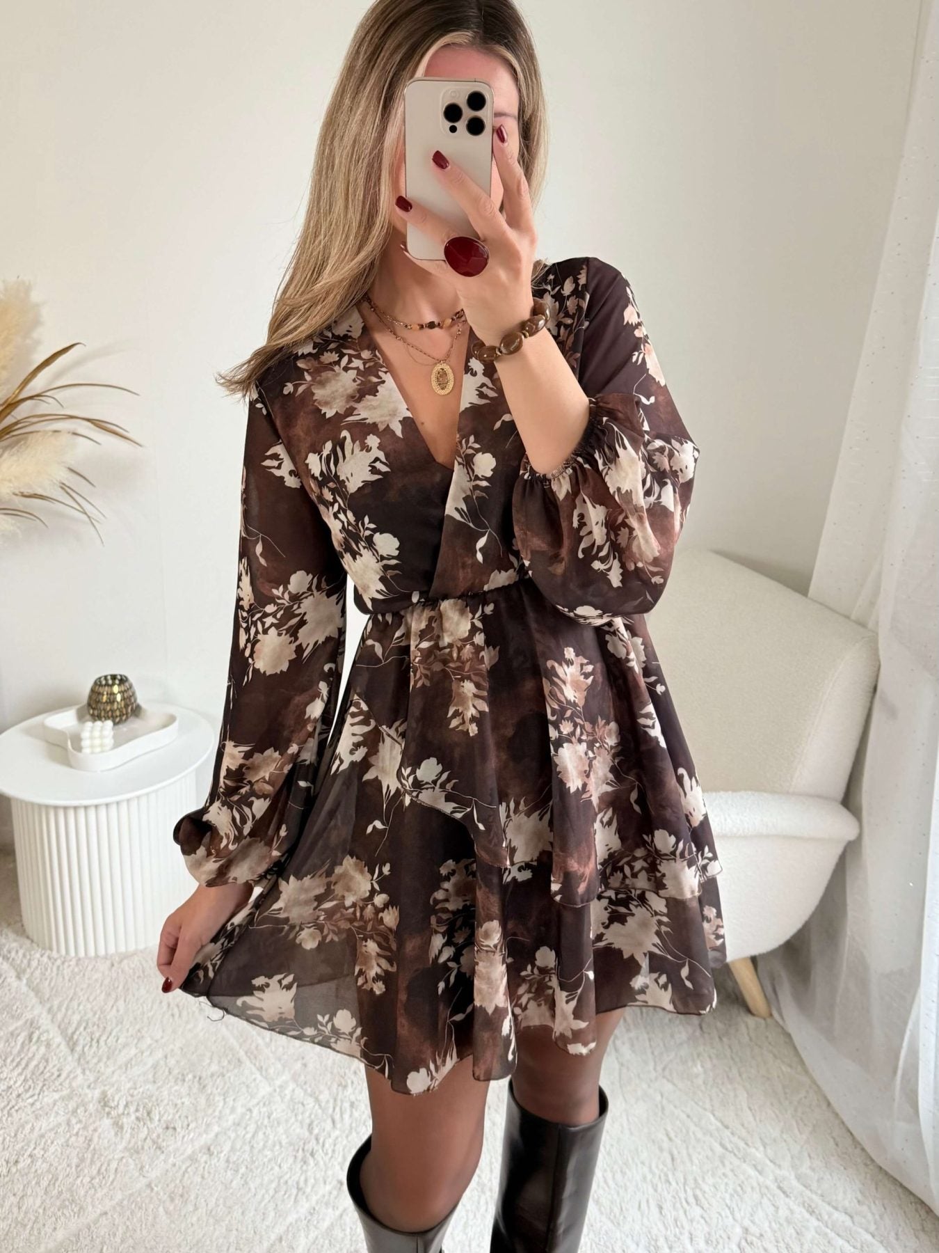Robe fleurie marron - Cassie