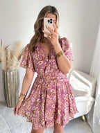 Robe fleurie mauve - Dalhia
