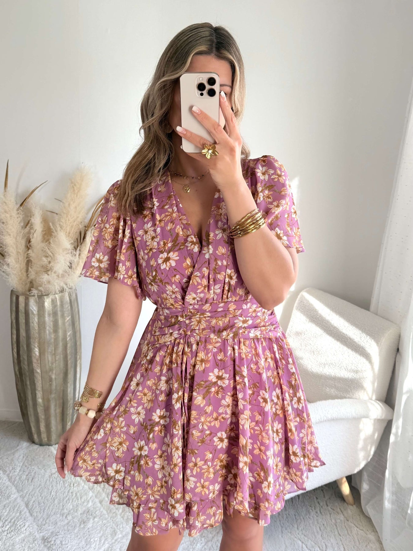Robe fleurie mauve - Dalhia