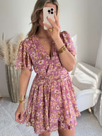 Robe fleurie mauve - Dalhia