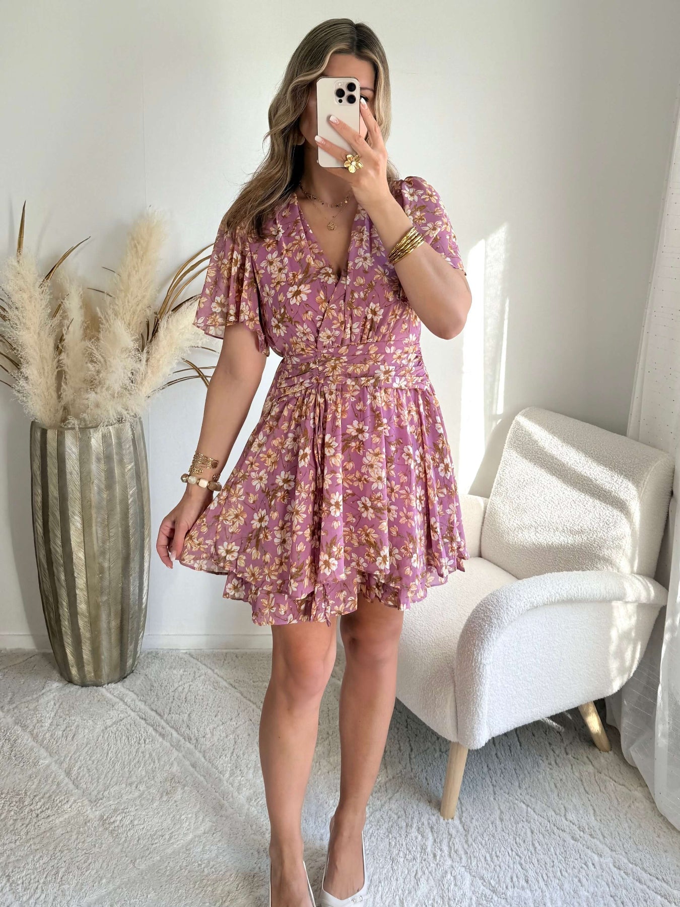 Robe fleurie mauve - Dalhia