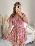 Robe fleurie mauve - Dalhia