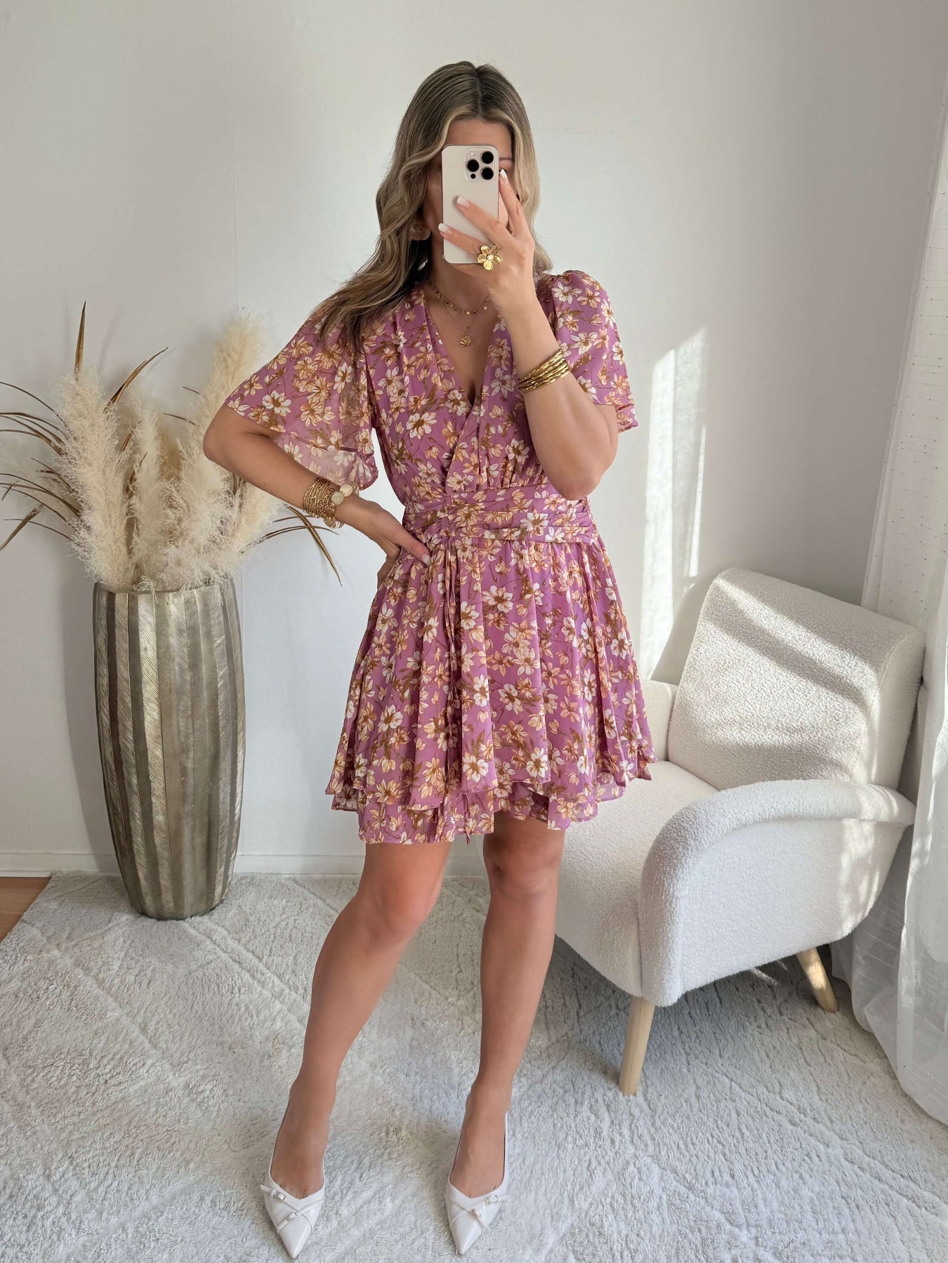Robe fleurie mauve - Dalhia