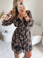 Robe courte marron dorée - Alys