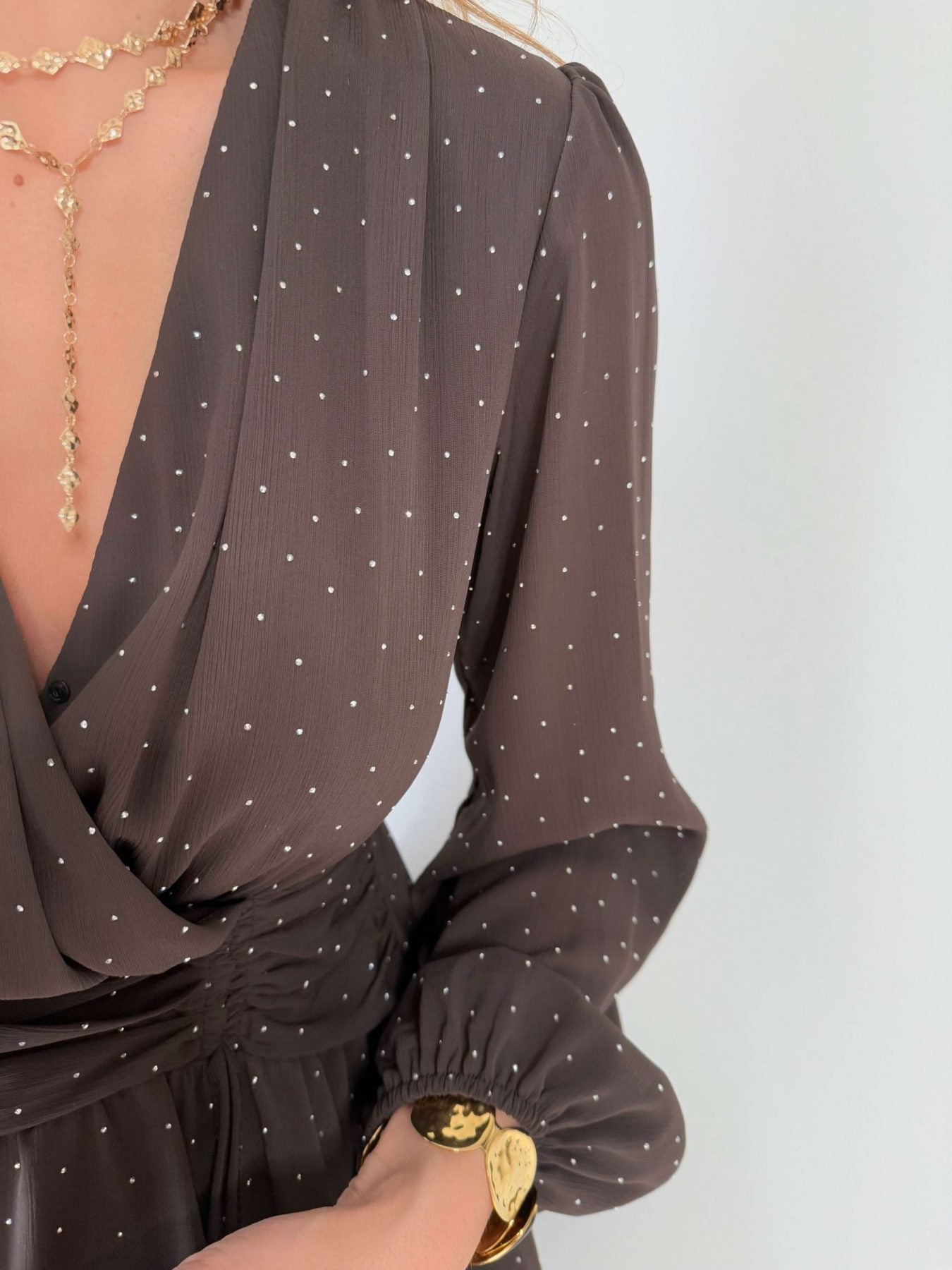 Robe marron à strass - Cali
