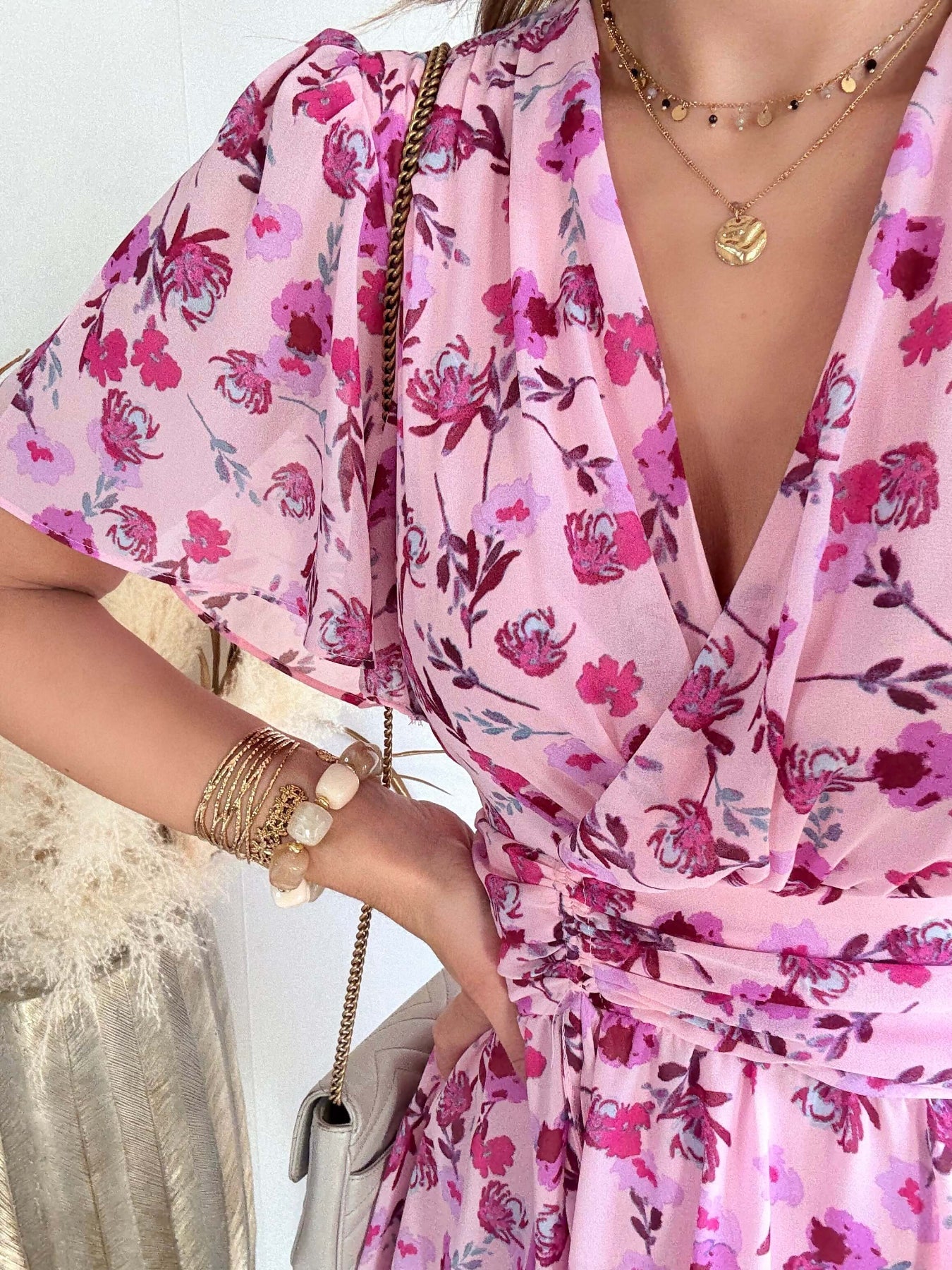 Robe rose fleurie - Apolline