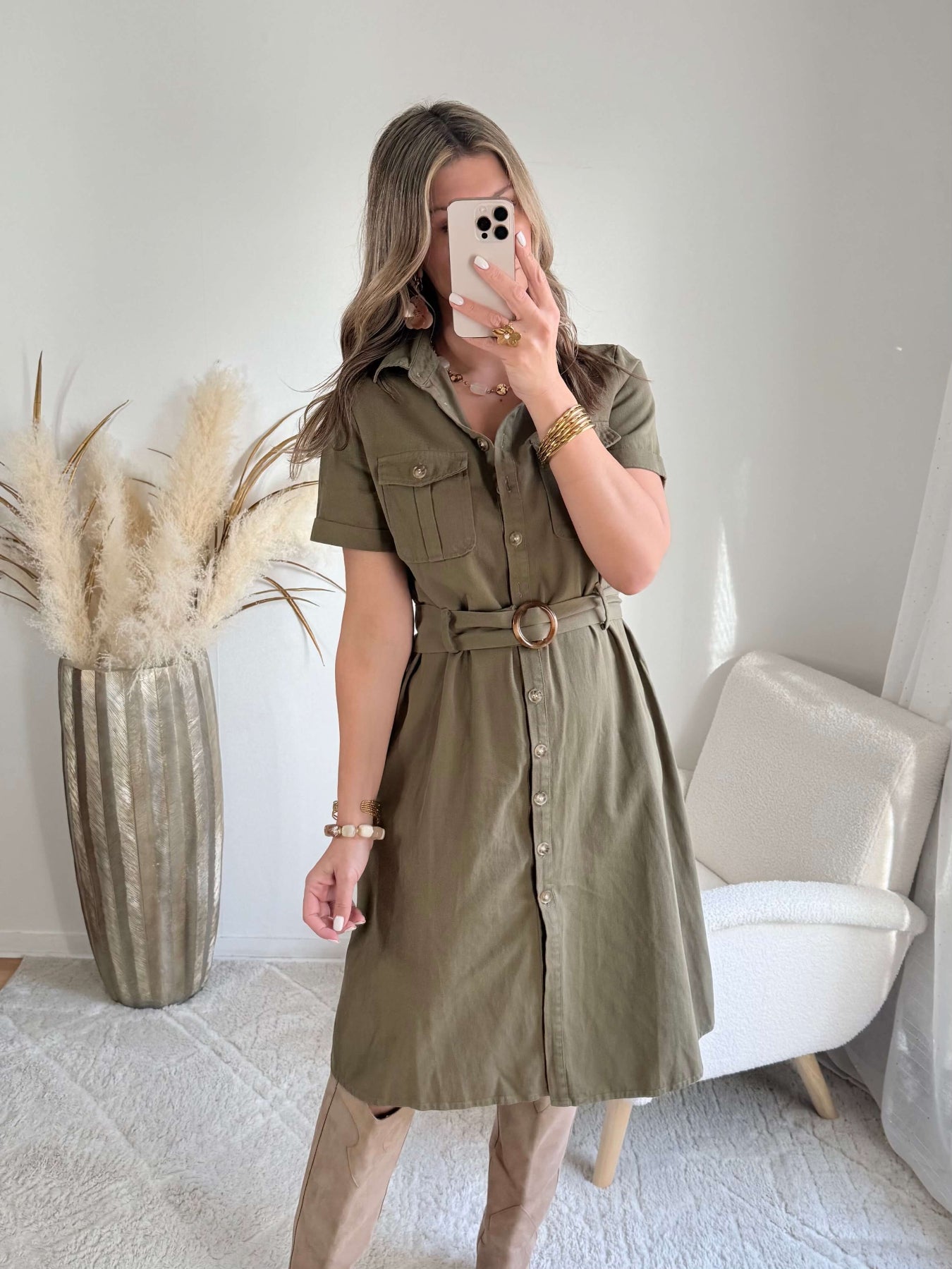 Robe chemise kaki - Fiona