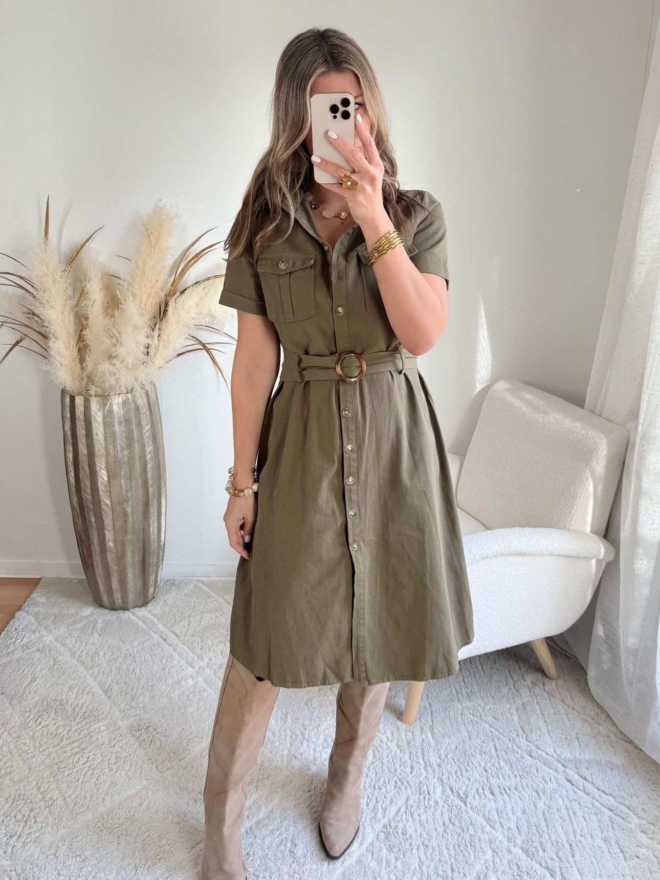 Robe chemise kaki - Fiona