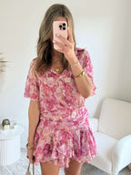 Robe rose fleurie - Anaïs