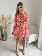 Robe fleurie corail - Rosalie