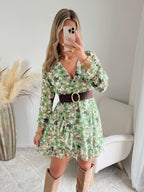 Robe fleurie vert sauge - Rosalie