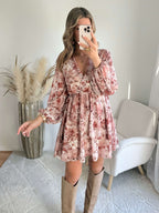 Robe fleurie terracotta rose - Cassie