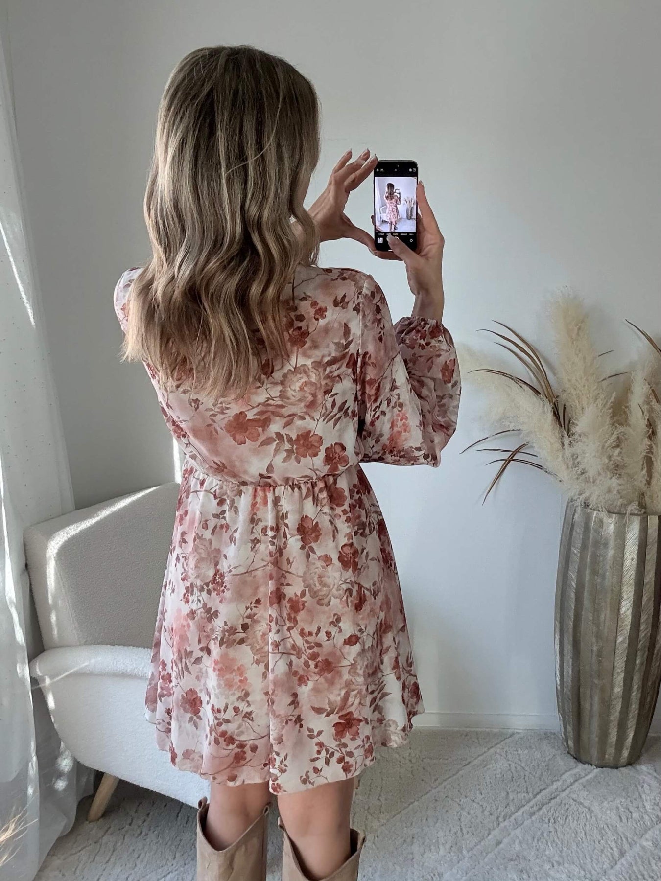 Robe fleurie terracotta rose - Cassie