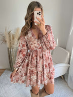 Robe fleurie terracotta rose - Cassie