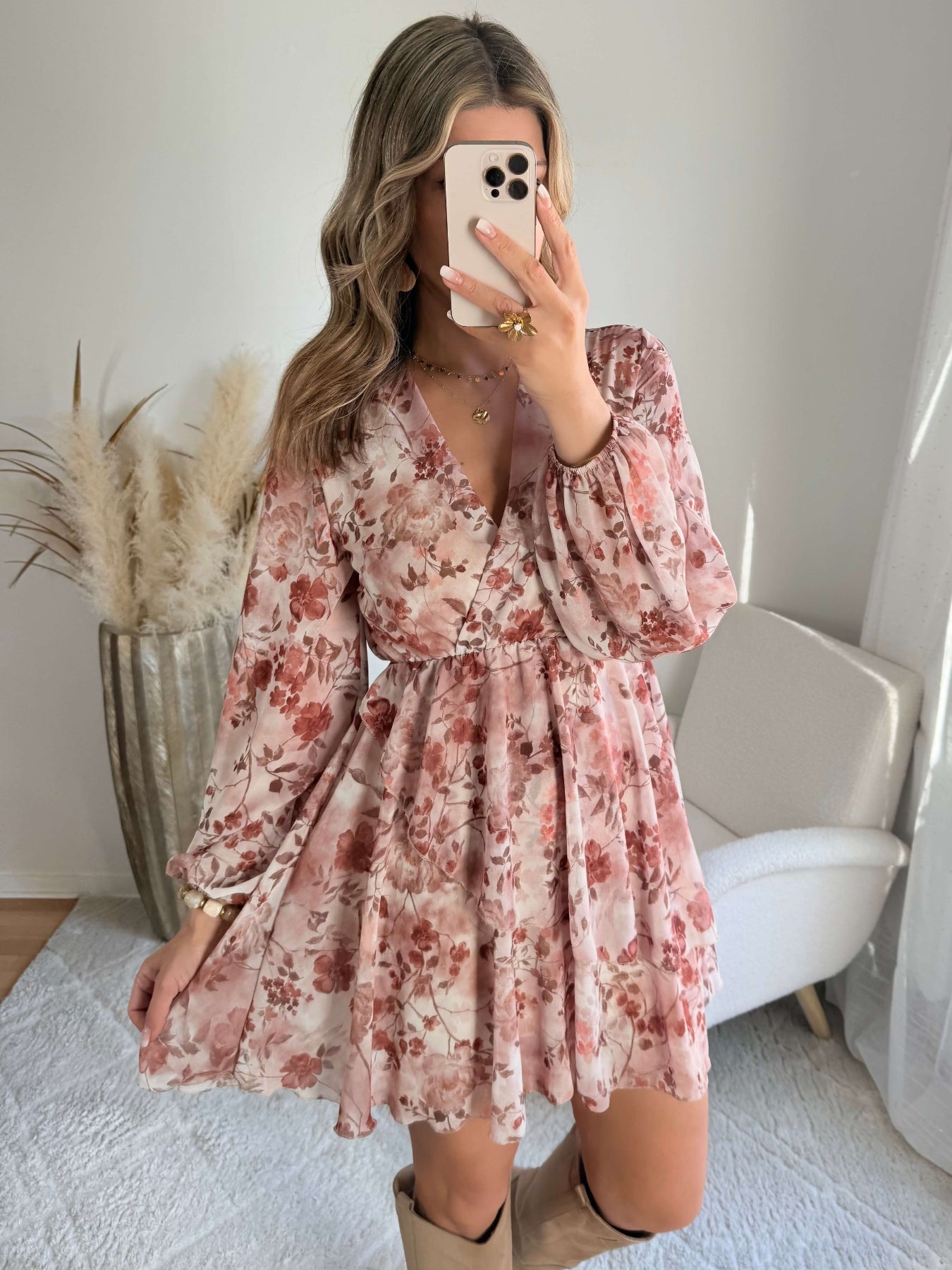 Robe fleurie terracotta rose - Cassie