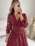 Robe longue bordeaux dorée - Romy