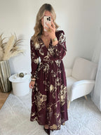 Robe longue bordeaux dorée - Sarah