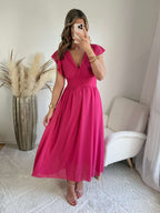 Robe longue rose framboise - Zoé