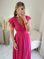 Robe longue rose framboise - Zoé