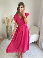 Robe longue rose framboise - Zoé