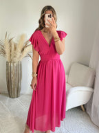 Robe longue rose framboise - Zoé