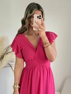 Robe longue rose framboise - Zoé
