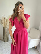 Robe longue rose framboise - Zoé